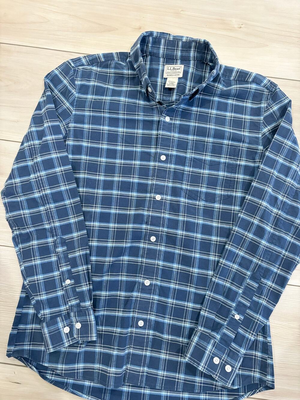 Vintage 90s L.L. Bean Blue Plaid button up long sleeve Men’s Outdoors Flannel M